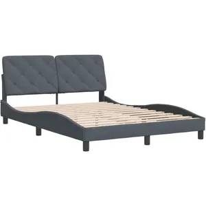 vidaXL Cadre de lit avec tête de lit Gris foncé 120x200 cm Velours pas cher
