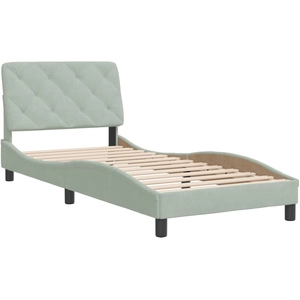 vidaXL Cadre de lit avec tête de lit Gris clair 90x200 cm Velours pas cher