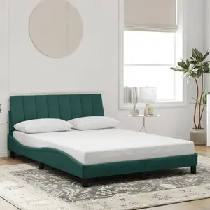 vidaXL Vidaxl Cadre De Lit Sans Matelas Vert Foncé 140x200 Cm Velours pas cher