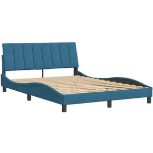 vidaXL Cadre de lit sans matelas bleu 140x190 cm velours pas cher