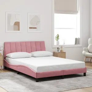 vidaXL Vidaxl Cadre De Lit Avec Tête De Lit Rose 120x200 Cm Velours pas cher