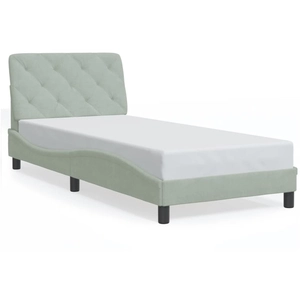 vidaXL Cadre de lit avec tête de lit Gris clair 90x190 cm Velours pas cher