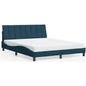 vidaXL Cadre de lit sans matelas bleu 160x200 cm velours pas cher