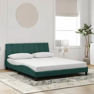 vidaXL Vidaxl Cadre De Lit Avec Tête De Lit Vert Foncé 160x200 Cm Velours pas cher