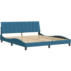 vidaXL Vidaxl Cadre De Lit Sans Matelas Bleu 180x200 Cm Velours