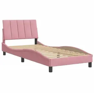 vidaXL Cadre de lit sans matelas rose 90x200 cm velours pas cher
