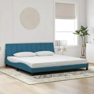 vidaXL Vidaxl Cadre De Lit Avec Tête De Lit Bleu 200x200 Cm Velours pas cher