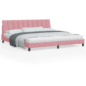 vidaXL Vidaxl Cadre De Lit Sans Matelas Rose 200x200 Cm Velours pas cher