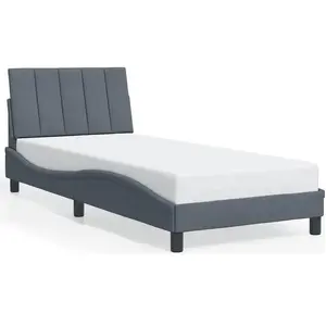 vidaXL Cadre de lit avec tête de lit Gris foncé 90x190 cm Velours pas cher