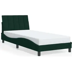 vidaXL Vidaxl Cadre De Lit Sans Matelas Vert Foncé 90x190 Cm Velours pas cher