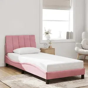 vidaXL Vidaxl Cadre De Lit Avec Tête De Lit Rose 90x190 Cm Velours pas cher