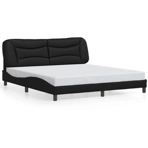vidaXL Cadre de lit avec tête de lit Noir 180x200 cm Similicuir pas cher