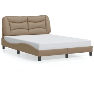 vidaXL Cadre de lit avec tête de lit Cappuccino 140x200 cm Similicuir pas cher
