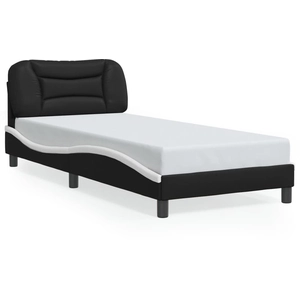 vidaXL Cadre de lit avec tête de lit noir et blanc 90x200cm similicuir pas cher