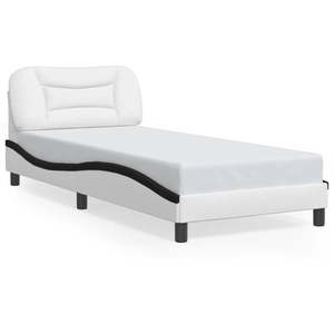 vidaXL Cadre de lit avec tête de lit blanc et noir 90x200cm similicuir pas cher