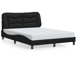 vidaXL Cadre de lit avec tête de lit Noir 140x190 cm Similicuir pas cher