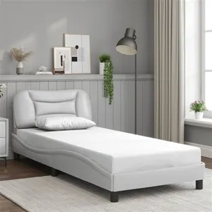 vidaXL Cadre de lit avec tête de lit Blanc 80x200 cm Similicuir pas cher