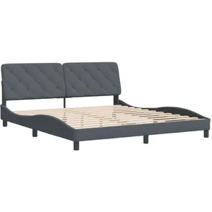 vidaXL Cadre de lit avec tête de lit Gris foncé 180x200 cm Velours pas cher