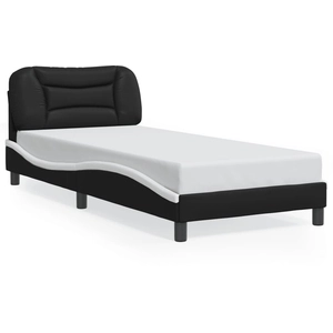 vidaXL Cadre de lit avec tête de lit noir et blanc 90x190cm similicuir pas cher