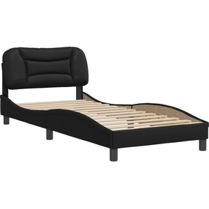 vidaXL Cadre de lit avec tête de lit Noir 90x200 cm Similicuir pas cher