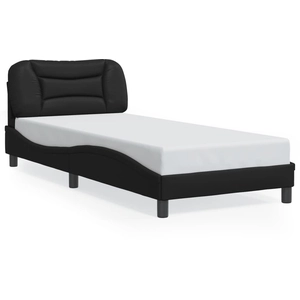 vidaXL Cadre de lit avec tête de lit Noir 90x190 cm Similicuir pas cher