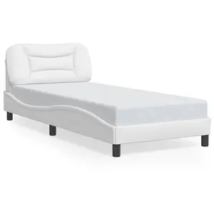 vidaXL Cadre de lit avec tête de lit Blanc 90x200 cm Similicuir pas cher