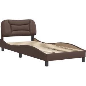 vidaXL Cadre de lit avec tête de lit Marron 90x200 cm Similicuir pas cher