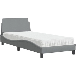vidaXL Lit avec matelas gris clair 90x190 cm tissu pas cher