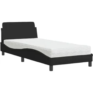 vidaXL Lit avec matelas noir 90x190 cm tissu pas cher