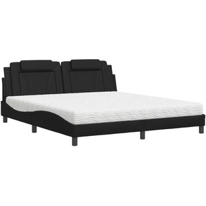 vidaXL Lit avec matelas noir 180x200 cm similicuir pas cher