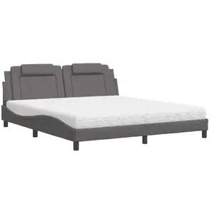 vidaXL Lit avec matelas gris 180x200 cm similicuir pas cher