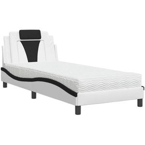 vidaXL Lit avec matelas blanc et noir 140x200 cm similicuir pas cher