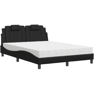 vidaXL Lit avec matelas noir 120x200 cm similicuir pas cher