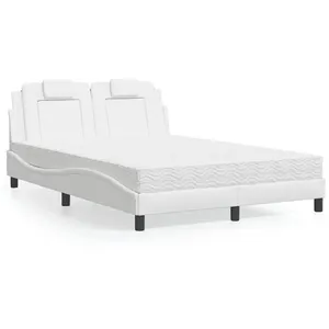 vidaXL Lit avec matelas blanc 120x200 cm similicuir pas cher