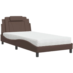 vidaXL Lit avec matelas marron 120x200 cm similicuir pas cher