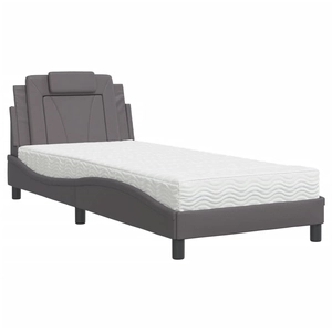 vidaXL Lit avec matelas gris 100x200 cm similicuir pas cher