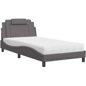 vidaXL Lit avec matelas gris 120x200 cm similicuir pas cher
