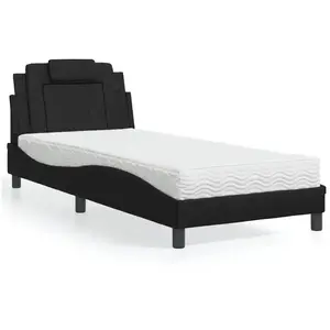 vidaXL Lit avec matelas noir 80x200 cm similicuir pas cher