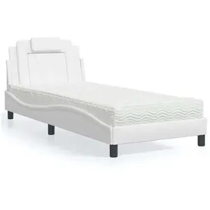 vidaXL Lit avec matelas blanc 80x200 cm similicuir pas cher