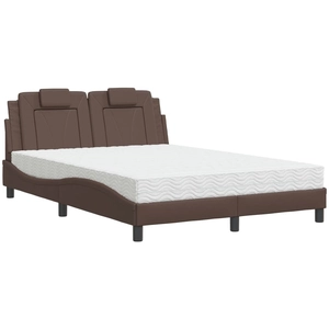 vidaXL Lit avec matelas marron 140x190 cm similicuir pas cher
