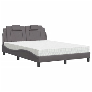 vidaXL Lit avec matelas gris 140x190 cm similicuir pas cher