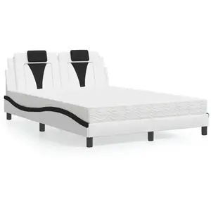 vidaXL Lit avec matelas blanc et noir 120x200 cm similicuir pas cher