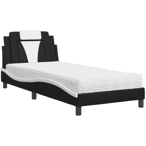 vidaXL Lit avec matelas noir et blanc 80x200 cm similicuir pas cher