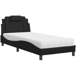 vidaXL Lit avec matelas noir 90x190 cm similicuir pas cher