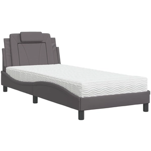 vidaXL Lit avec matelas gris 80x200 cm similicuir pas cher