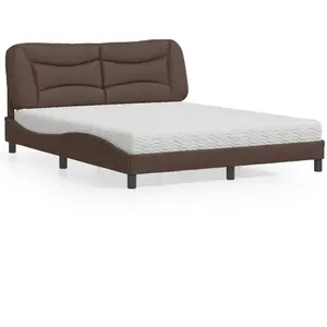 vidaXL Lit avec matelas marron 160x200 cm similicuir pas cher
