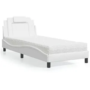 vidaXL Lit avec matelas blanc 90x200 cm similicuir pas cher
