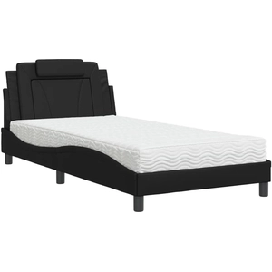 vidaXL Lit avec matelas noir 100x200 cm similicuir pas cher
