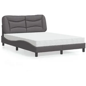 vidaXL Lit avec matelas gris 140x190 cm similicuir pas cher