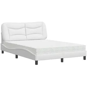 vidaXL Lit avec matelas blanc 140x190 cm similicuir pas cher